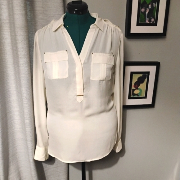 White House Black Market Long Sleeved Silk Bouse, Sz 8 - Picture 11 of 11